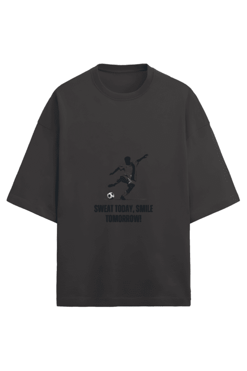 Buy Unisex Terry Oversized "Sweat Today Smile Tomorrow" Soccer T-Shirt - Image 6