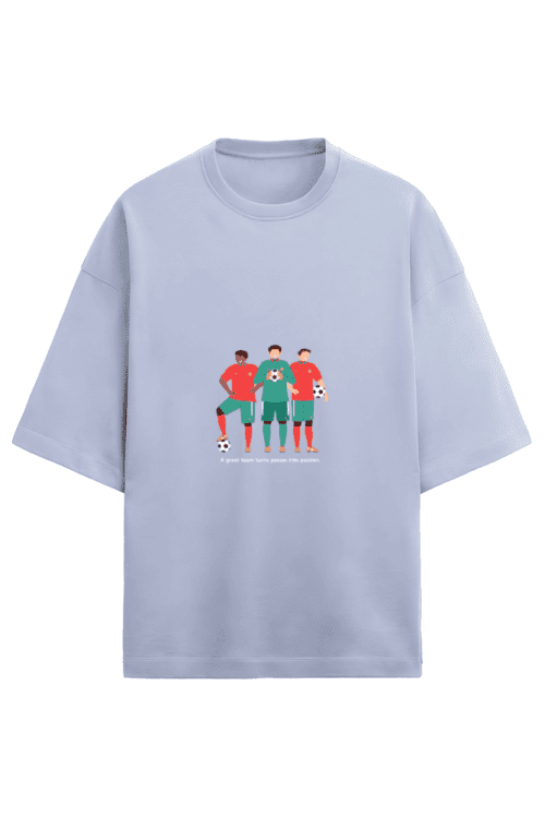 Great Team Turns Passes into Passion Unisex Terry Oversized Soccer T-Shirt - Image 3