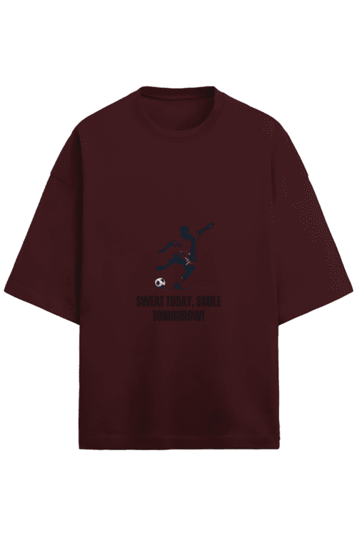 Buy Unisex Terry Oversized "Sweat Today Smile Tomorrow" Soccer T-Shirt - Image 4