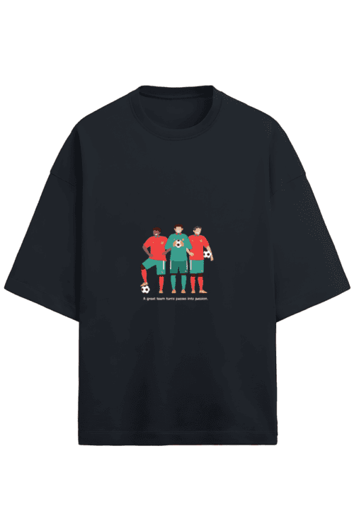 Great Team Turns Passes into Passion Unisex Terry Oversized Soccer T-Shirt