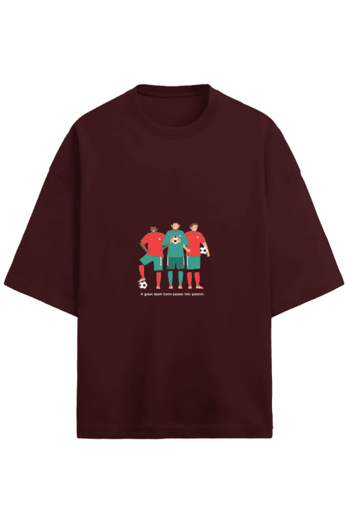 Great Team Turns Passes into Passion Unisex Terry Oversized Soccer T-Shirt - Image 4