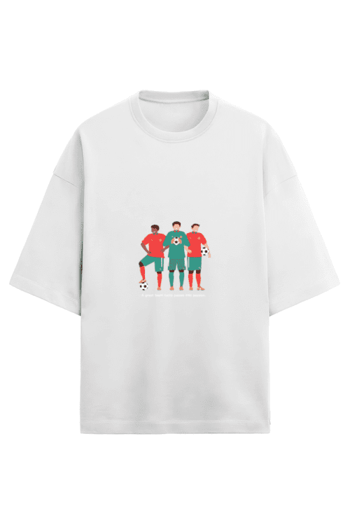 Great Team Turns Passes into Passion Unisex Terry Oversized Soccer T-Shirt - Image 7