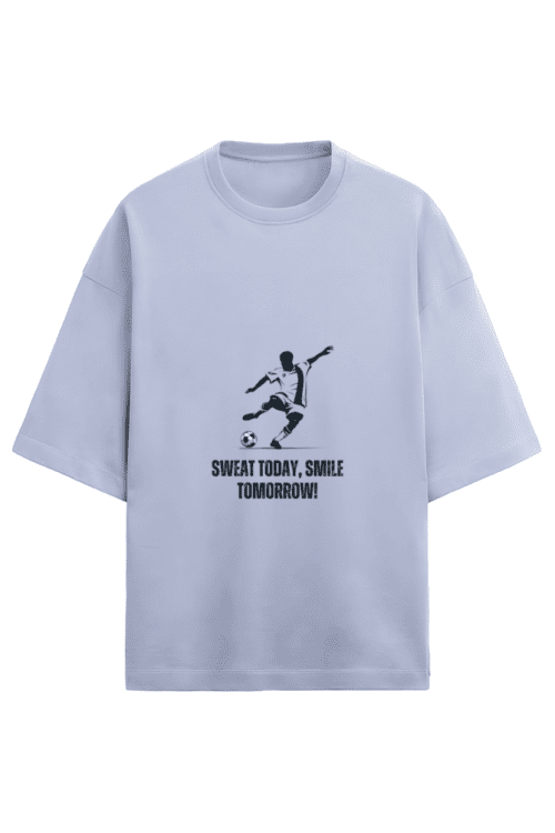 Buy Unisex Terry Oversized "Sweat Today Smile Tomorrow" Soccer T-Shirt - Image 3