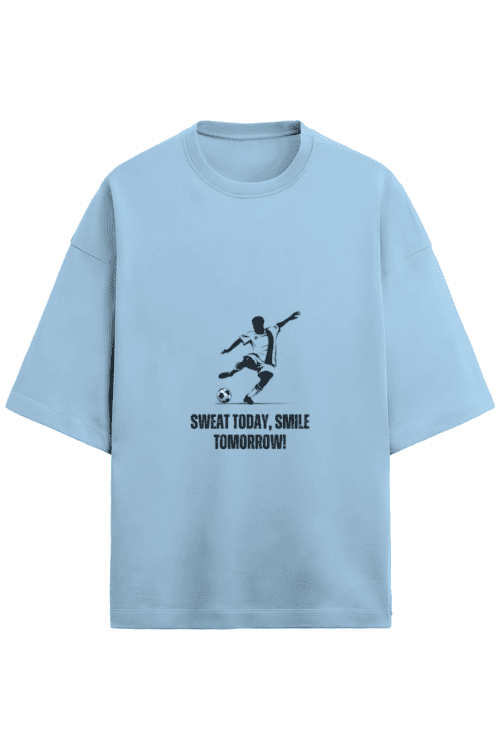 Buy Unisex Terry Oversized "Sweat Today Smile Tomorrow" Soccer T-Shirt - Image 2
