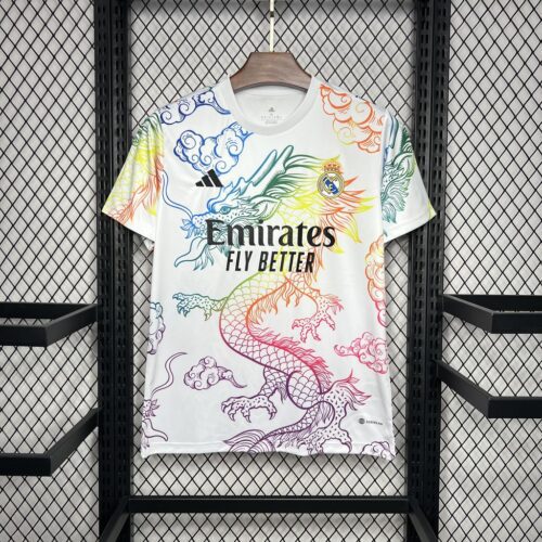 Buy Real Madrid 2024/25 White Rainbow Soccer Dragon Jersey